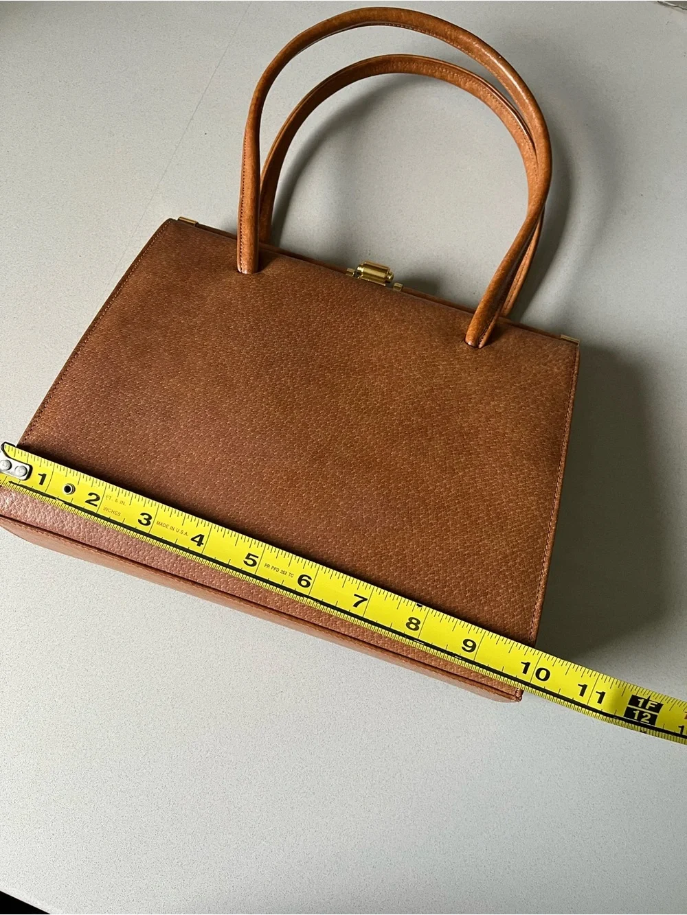 VINTAGE Classic Structured Brown Top-Handle Bag